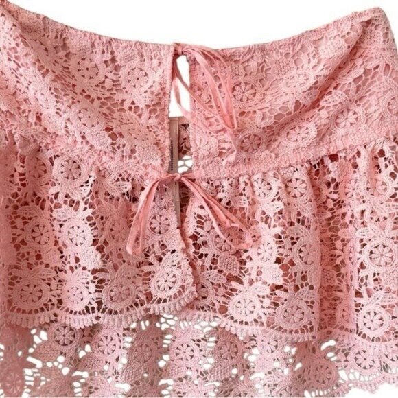 ANTHROPOLOGIE Strapless Pink Crochet Lace Top Size XL NEW Coquette Fairycore - Picture 6 of 7